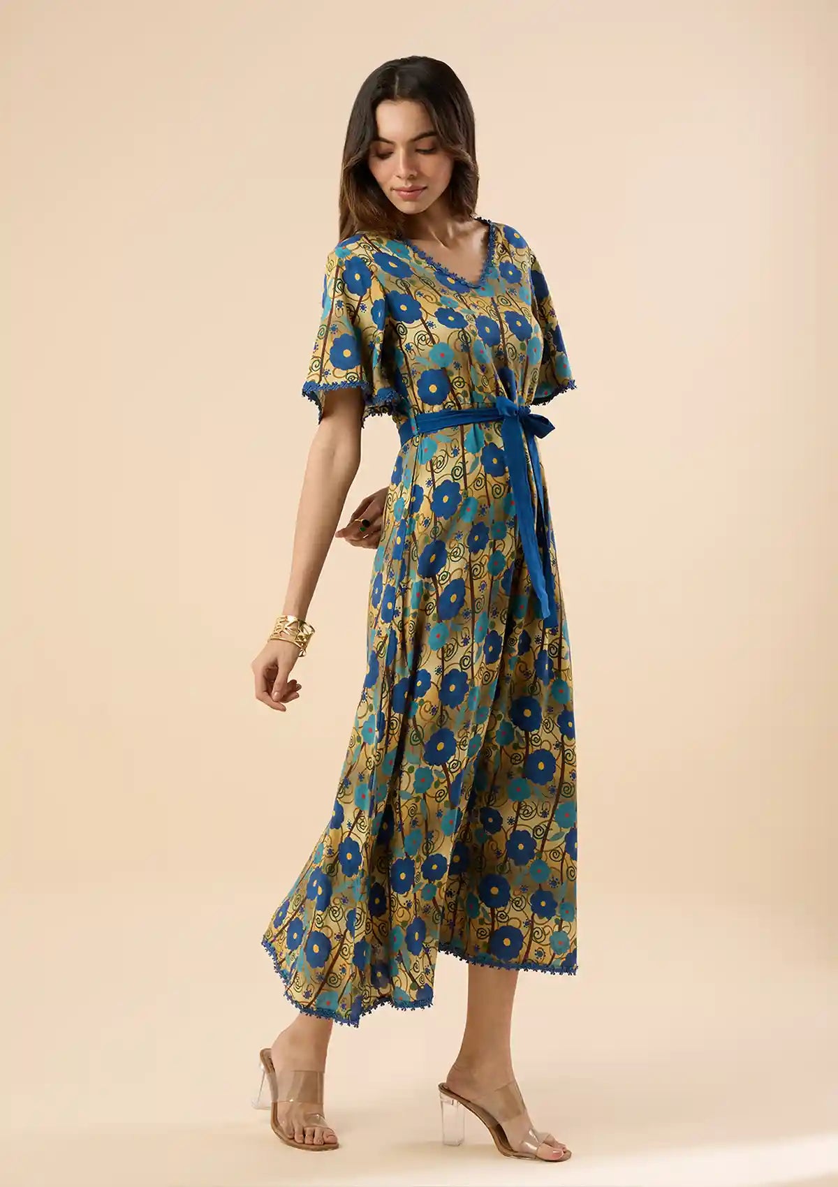 Zinnia Floral Midi Dress for women by IshqME