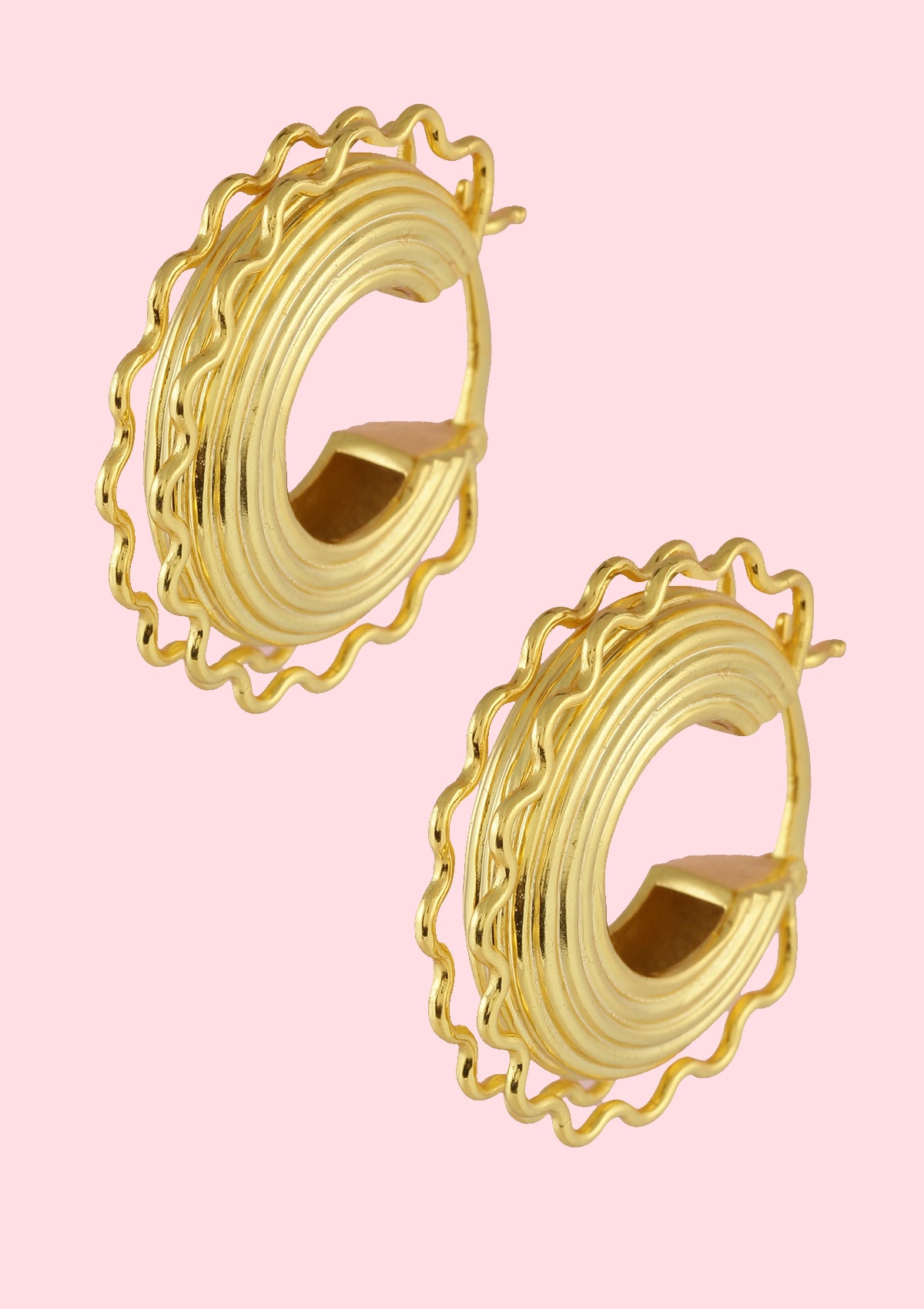 Wavy gold hoop earrings Clearance