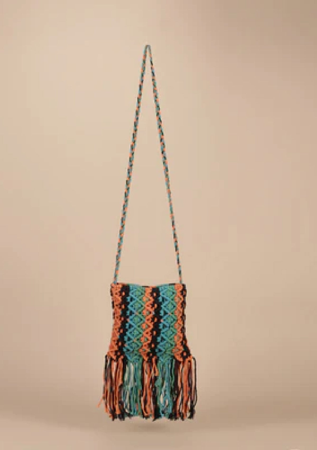 Macrame Crossbody Bag with Tassels