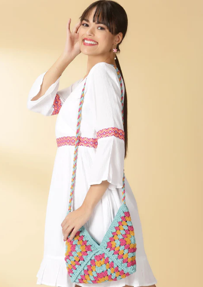 Crossbody Blue Crochet Bag